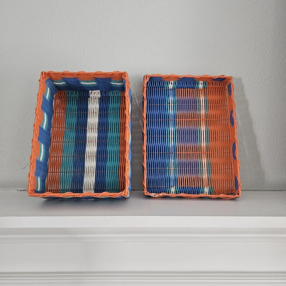 Vintage Woven Storage Box With Lid